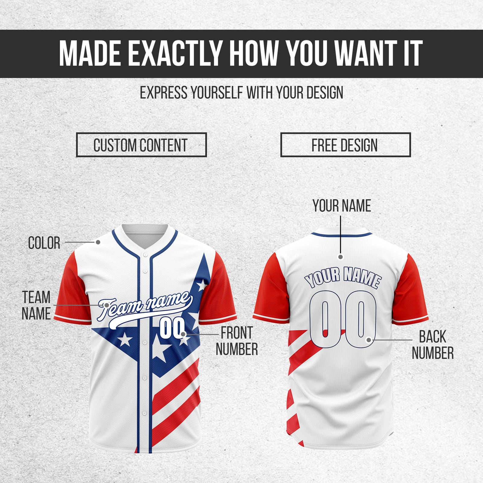 Custom American Spirit Baseball Sports Jersey Personalized Uniform with Name & Number