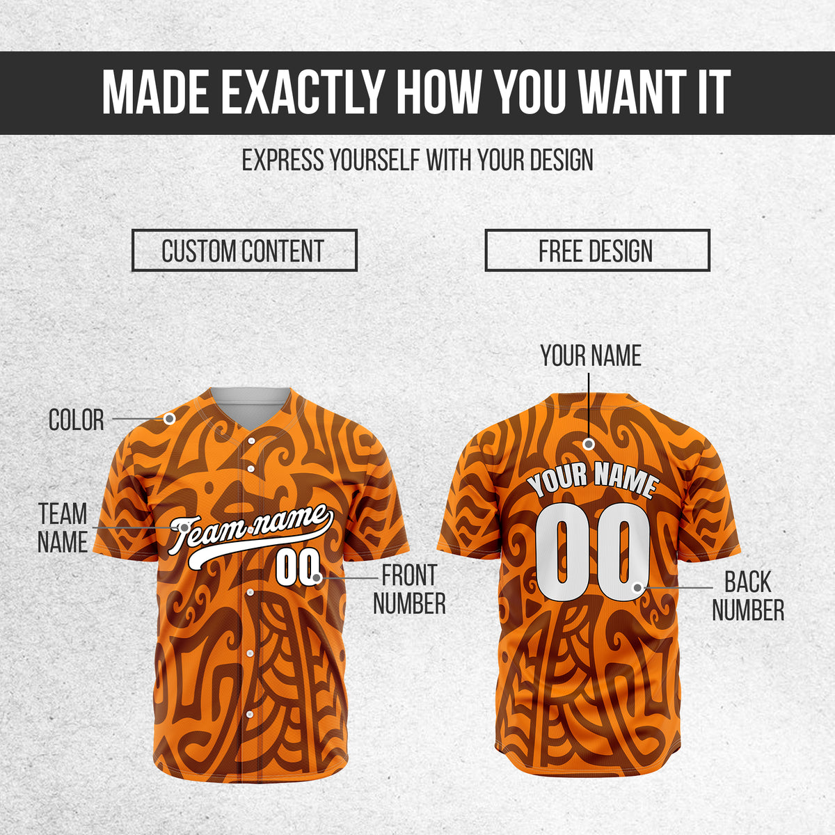 Custom Hawaii Blaze Orange Baseball Sports Jersey Personalized Uniform with Name & Number