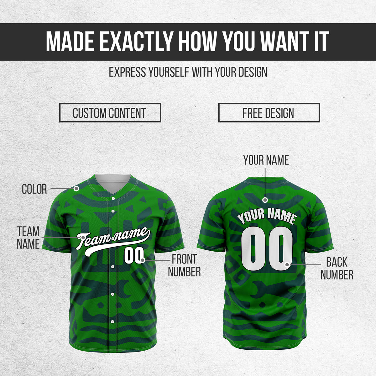 Custom Hawaii Hustle Green Baseball Sports Jersey Personalized Uniform with Name & Number