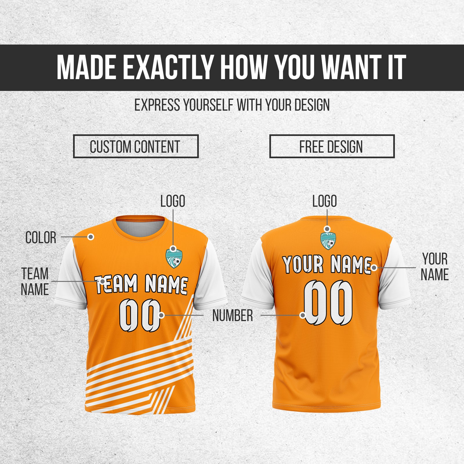 Custom Rapid Line R Side Pattern Soccer Orange sport Tops Jersey