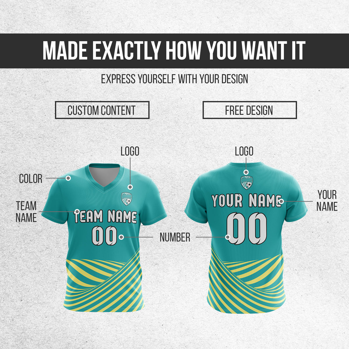 Custom WaveLine Stripe V-Neck Teal Soccer sport Tops Jersey