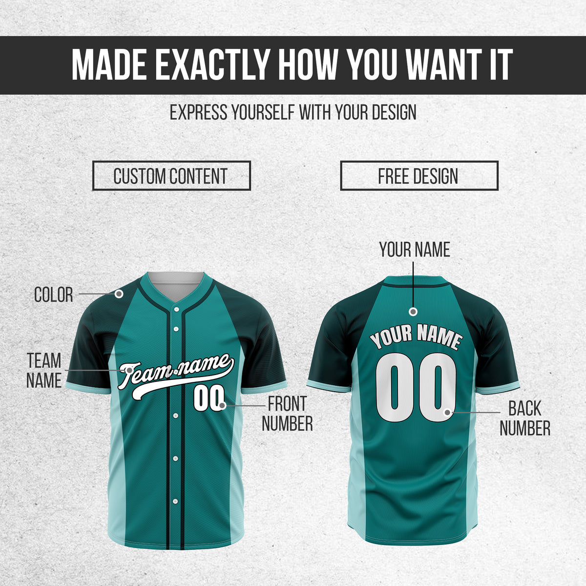 Custom Timeless Stripes Baseball Teal Sports Jersey Personalized Uniform with Name & Number