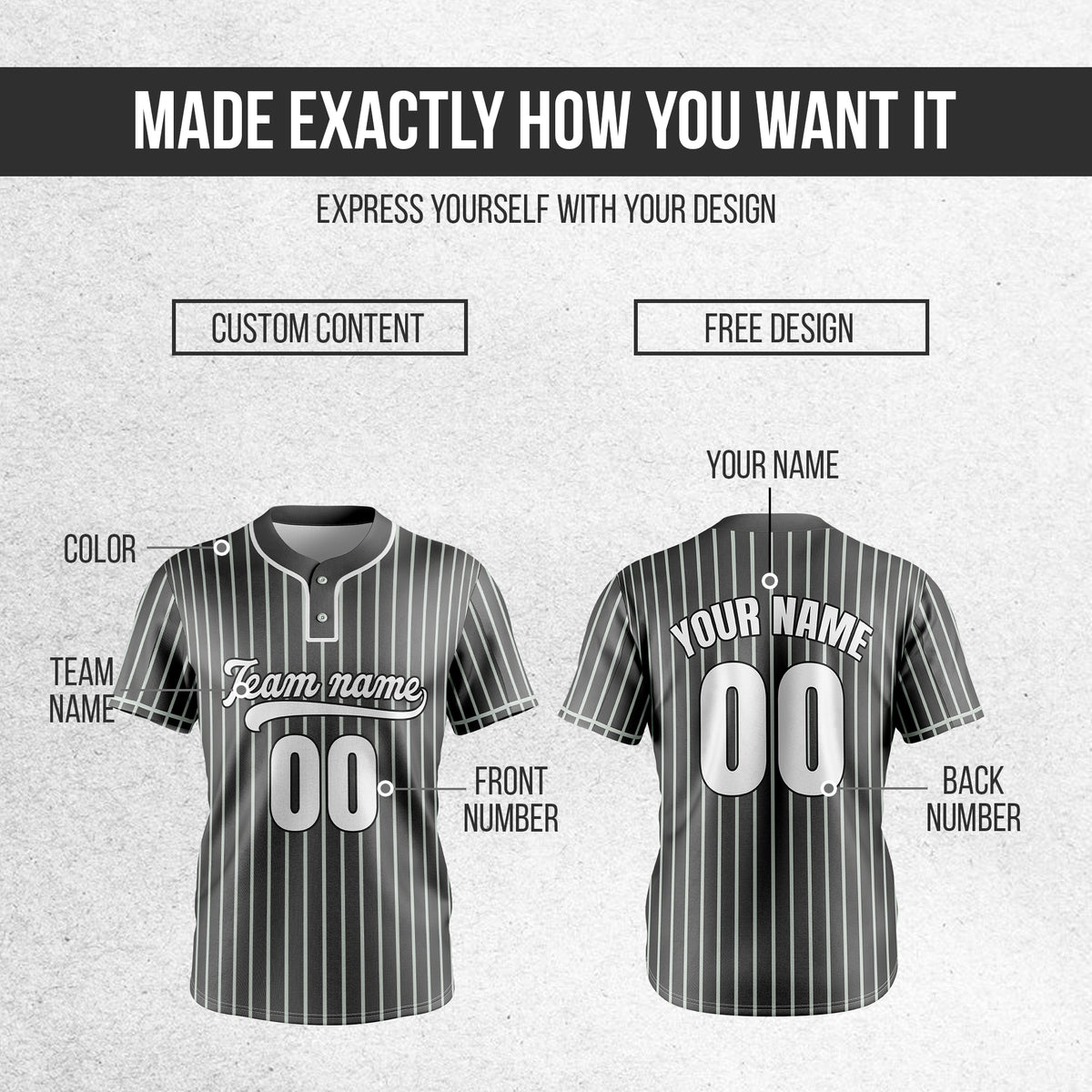 Custom Pinstripe Baseball Dark Grey Sports Jersey Personalized Uniform with Name & Number
