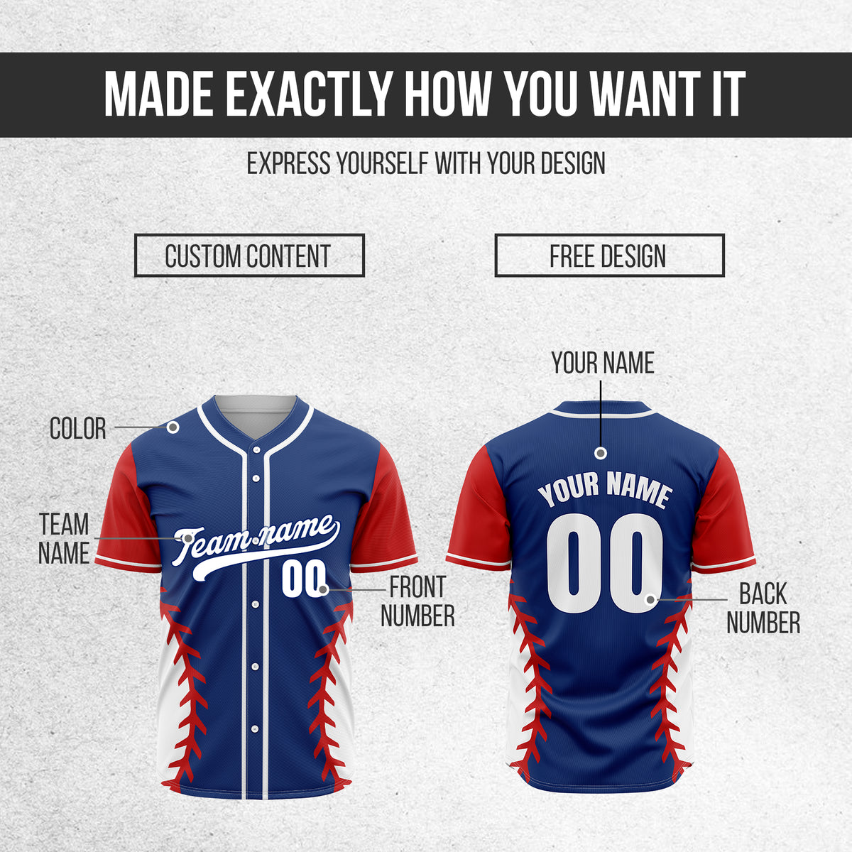 Custom Stitchline Baseball Blue Sports Jersey Personalized Uniform with Name & Number