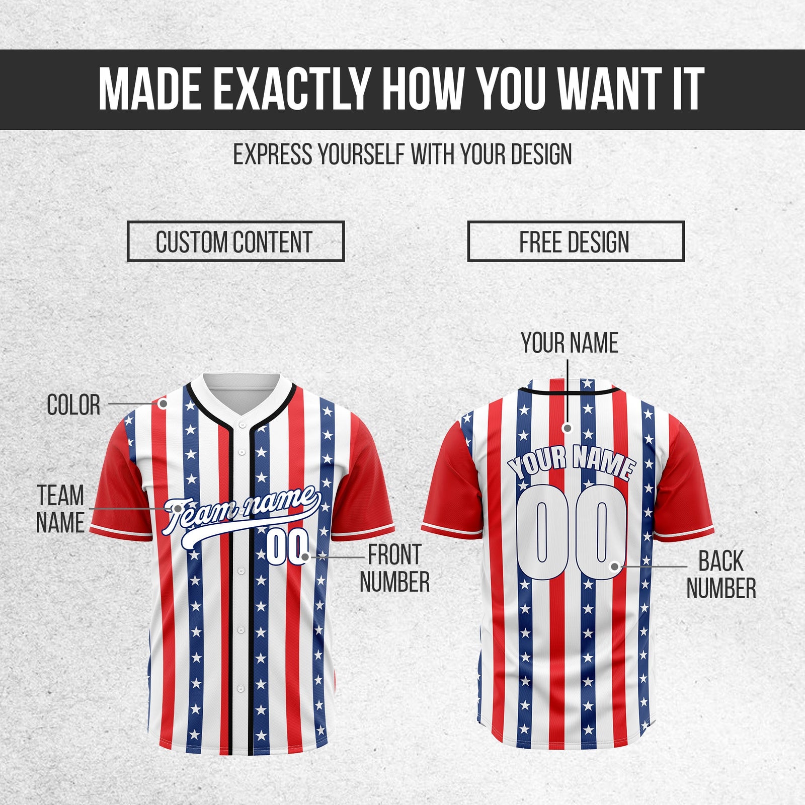 Custom USA Heritage Baseball Sports Jersey Personalized Uniform with Name & Number