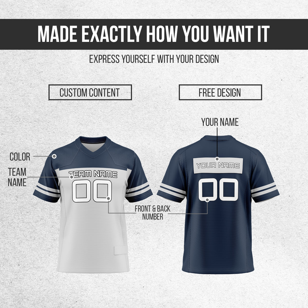 Custom Navy Team Classic Style Mesh Authentic Football Jersey