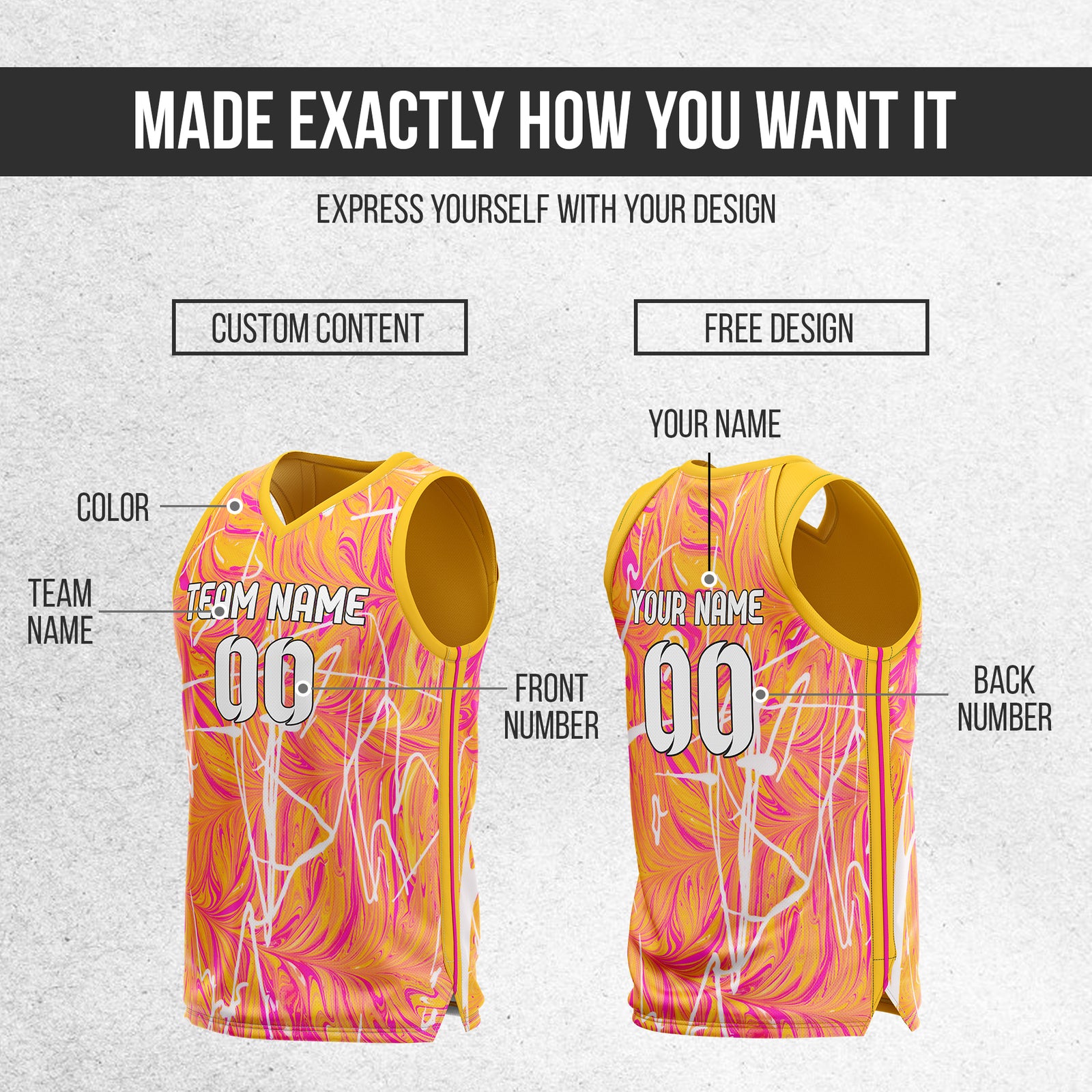 Custom Elite Graffiti Pattern Orange Basketball Top