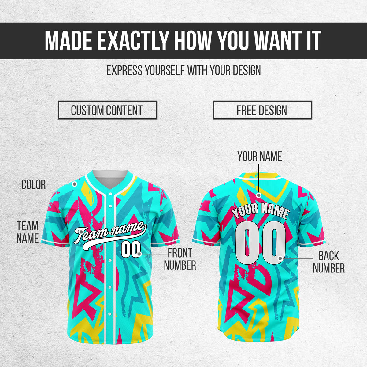 Custom Splash Aqua Baseball Sports Jersey Personalized Uniform with Name & Number