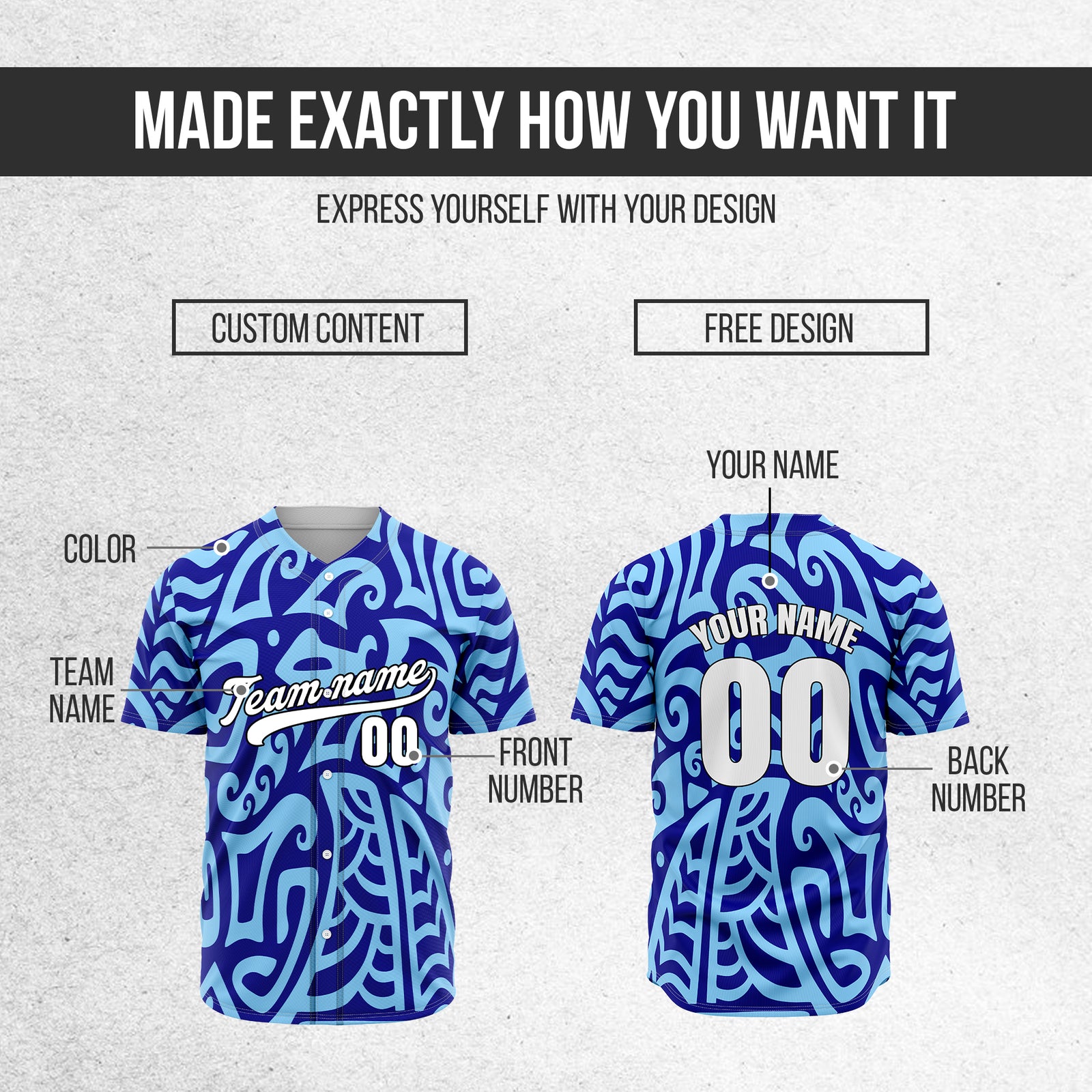 Custom Hawaii Blaze Blue Baseball Sports Jersey Personalized Uniform with Name & Number