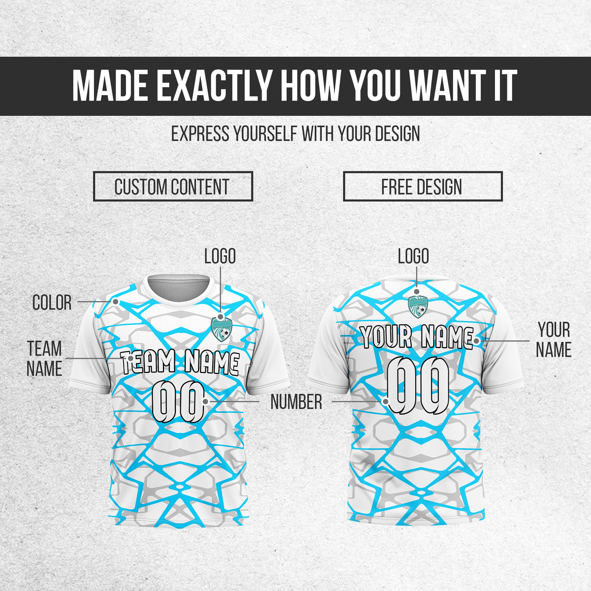 Custom Wild Pulse R-Full Pattern Soccer White Sport Tops Jersey