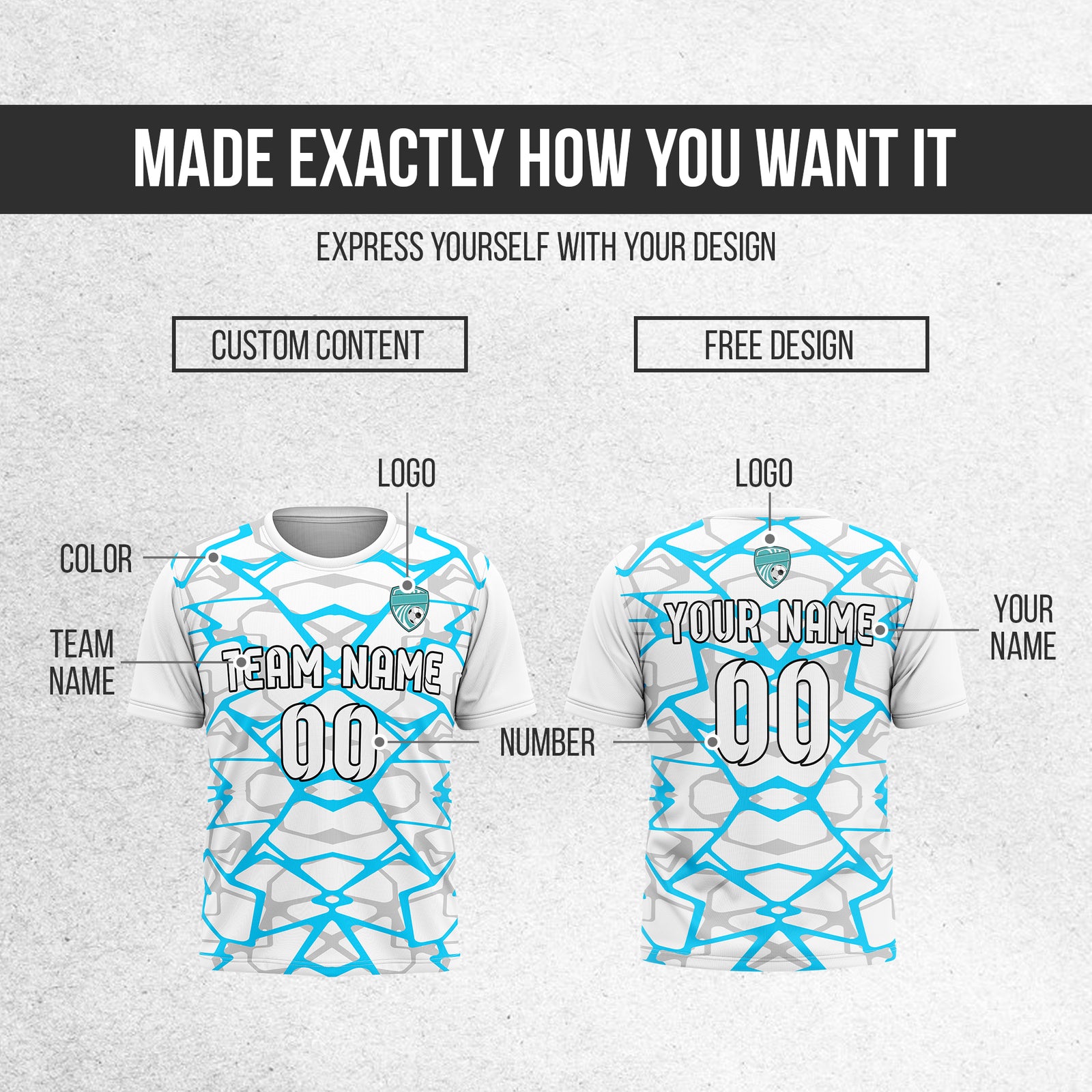 Custom Wild Pulse R-Full Pattern Soccer White Sport Tops Jersey