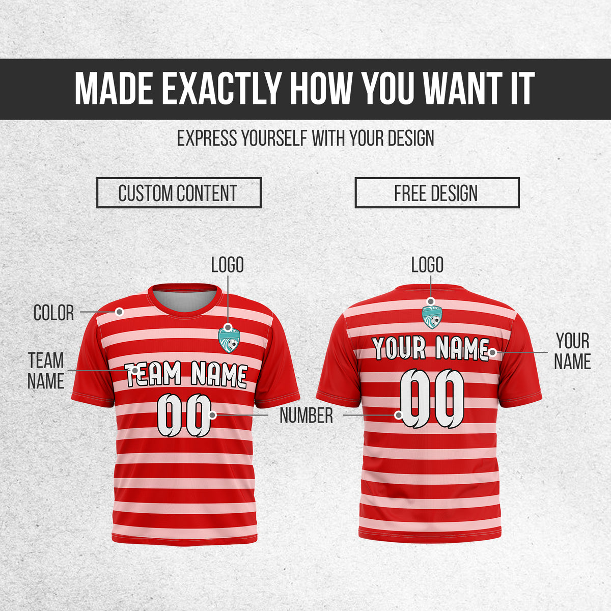 Custom Royal Stripe Red Soccer sport Tops Jersey