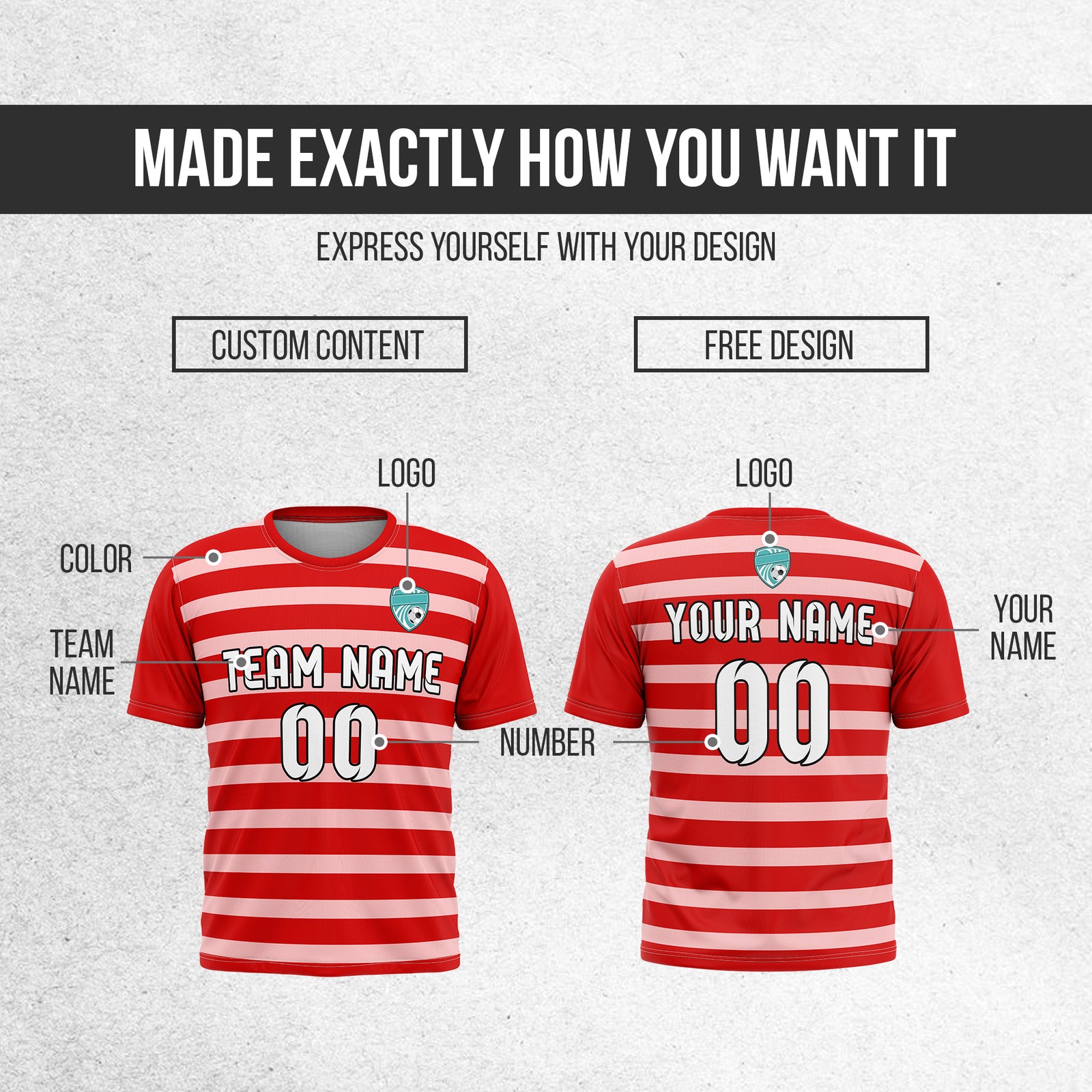 Custom Royal Stripe Red Soccer sport Tops Jersey