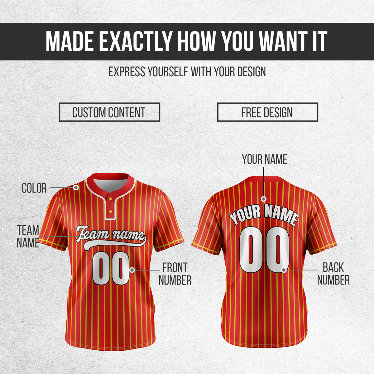 Custom Pinstripe Baseball Red Sports Jersey Personalized Uniform with Name & Number