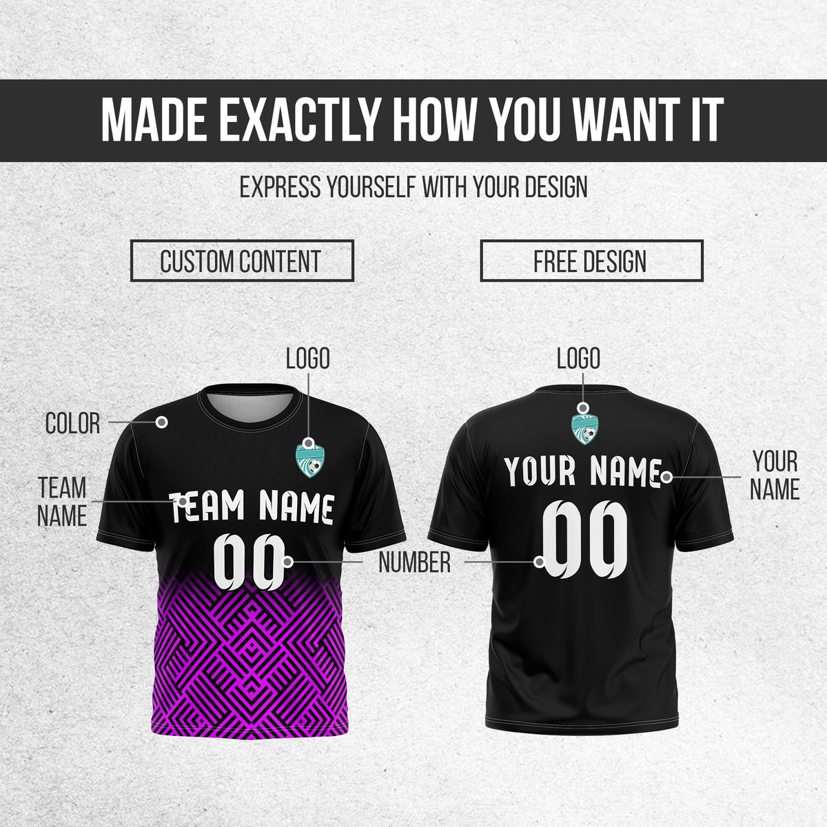 Custom Shadow Line R Side Pattern Soccer Black Sport Tops Jersey