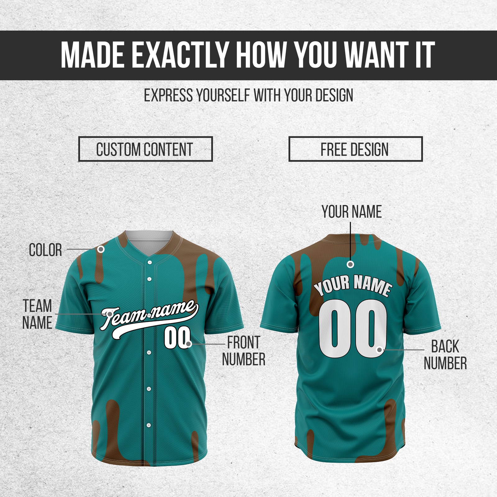 Custom Ink Dripline Teal Sports Jersey Personalized Uniform with Name & Number