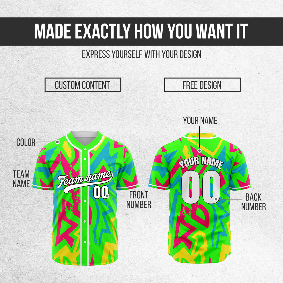 Custom Splash Neon Green Baseball Sports Jersey Personalized Uniform with Name & Number
