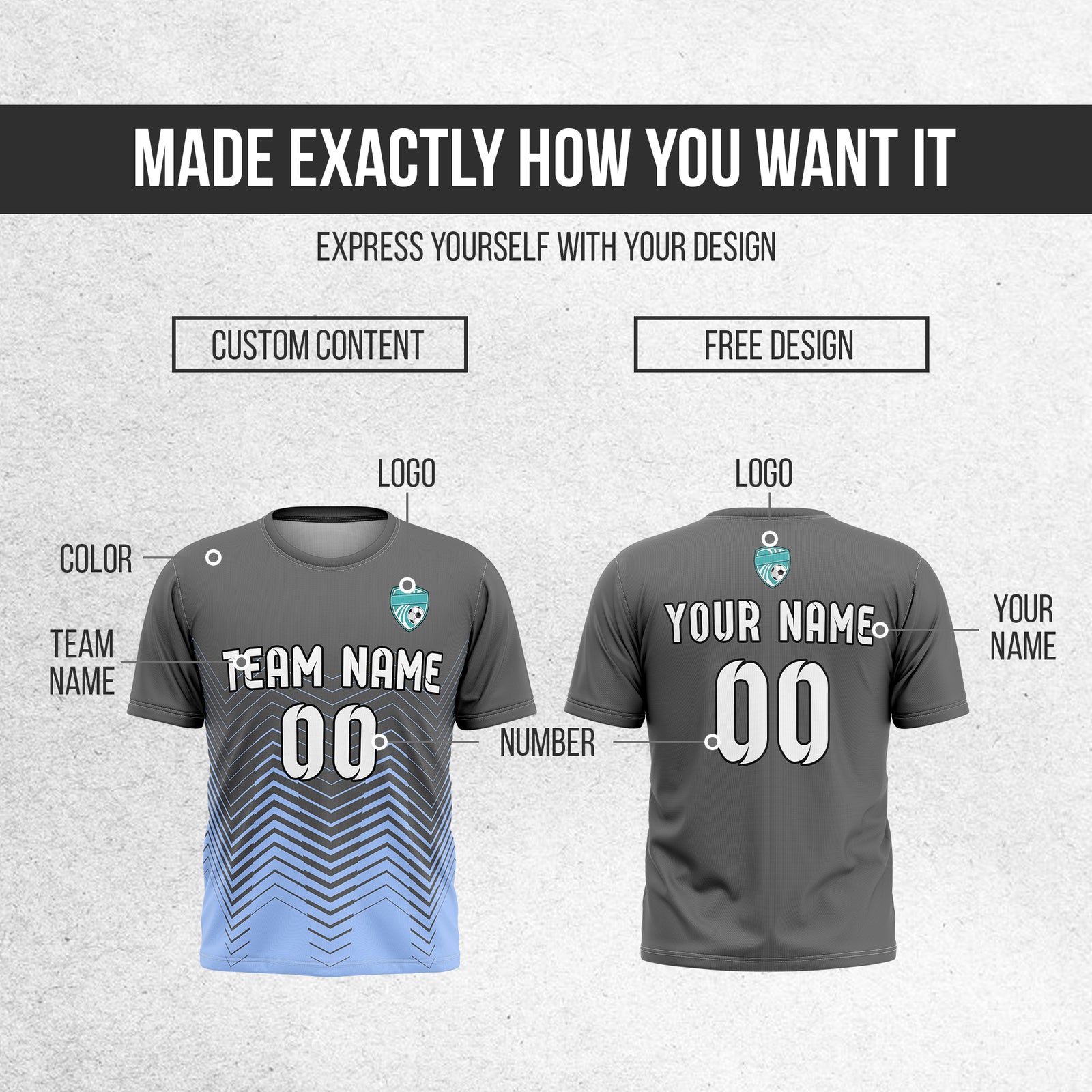 Custom Apex Strike R Side Pattern Dark Grey Soccer sport Tops Jersey