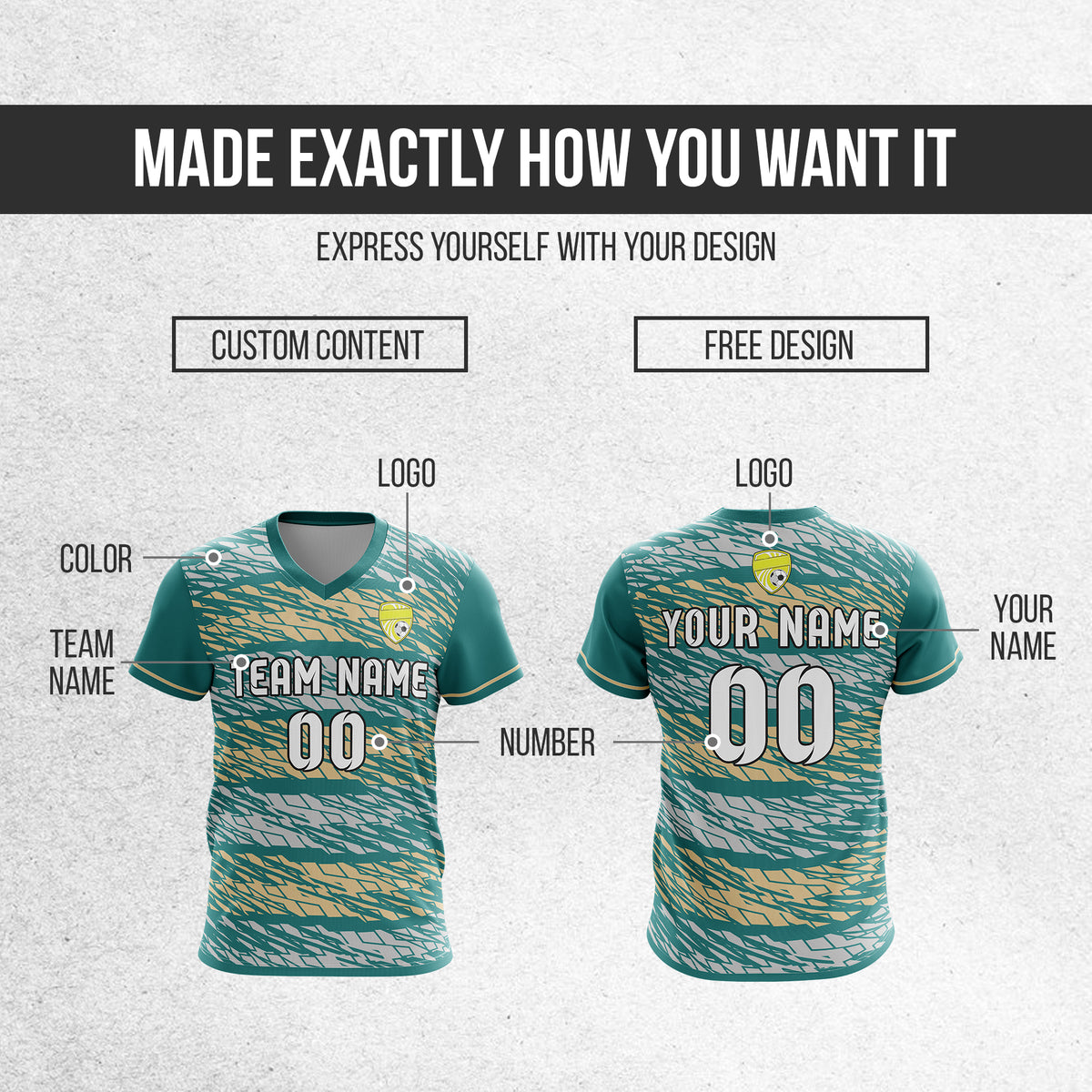 Custom Flare Strike V-Full Pattern Teal Soccer sport Tops Jersey