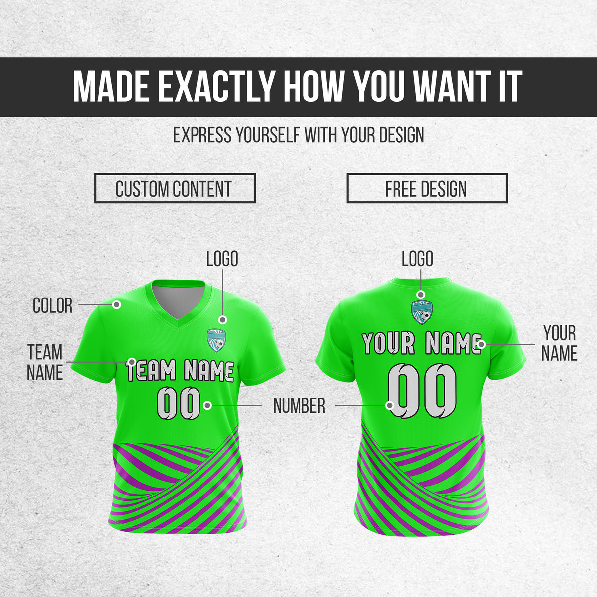 Custom WaveLine Stripe V-Neck Neon Green  Soccer sport Tops Jersey