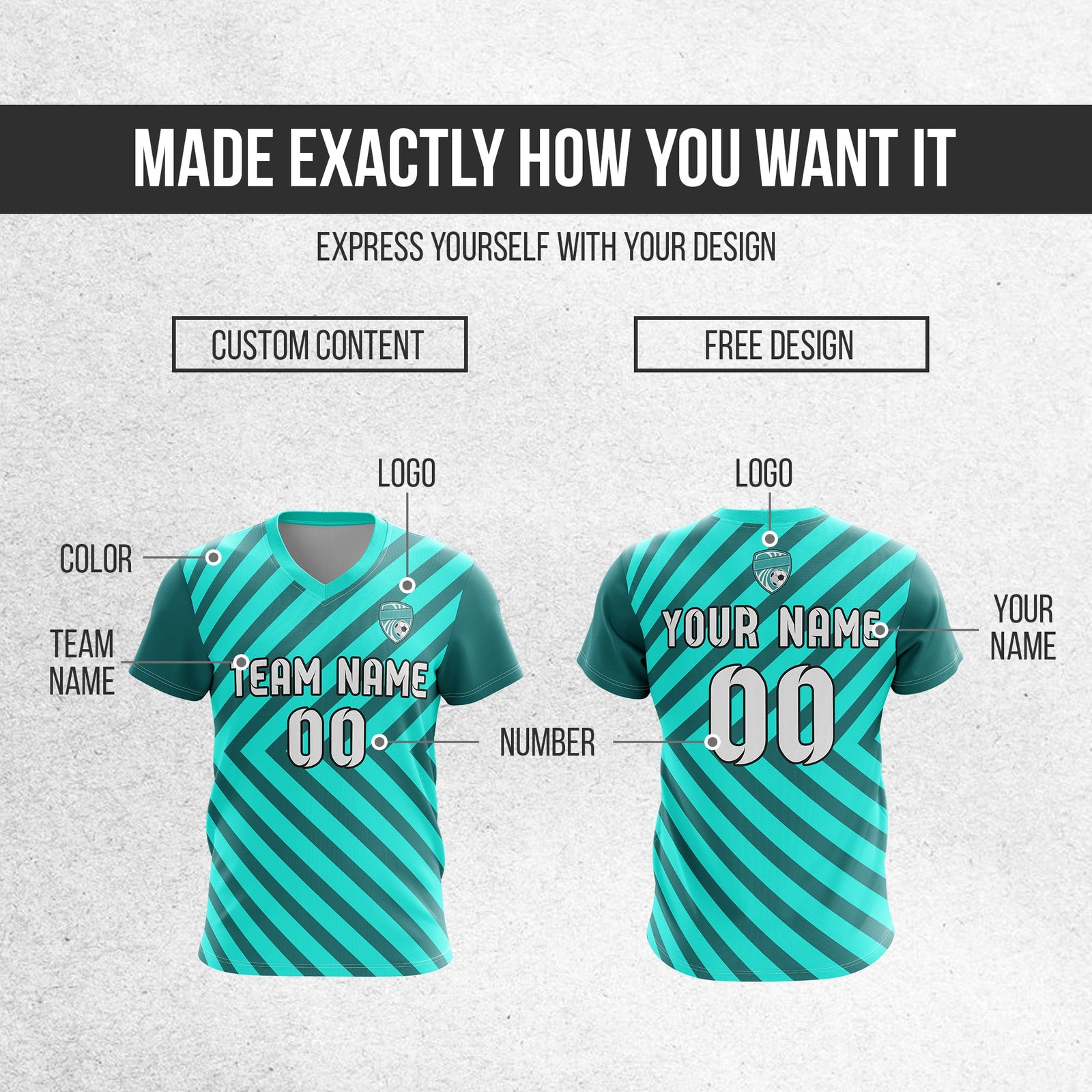 Custom Soccer Swift Stripe V-Neck D3 Sport Tops Jersey