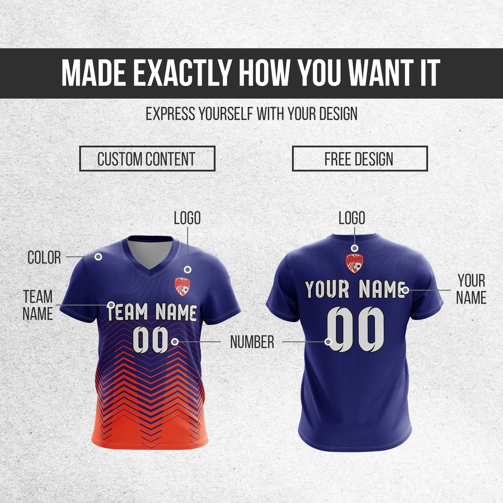 Custom Apex Strike V-Side Pattern Navy Soccer sport Tops Jersey