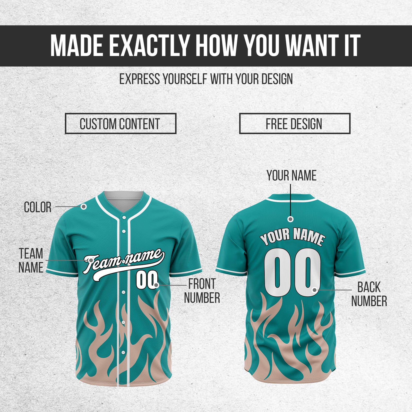 Custom Burnout Teal Baseball Sports Jersey Personalized Uniform with Name & Number