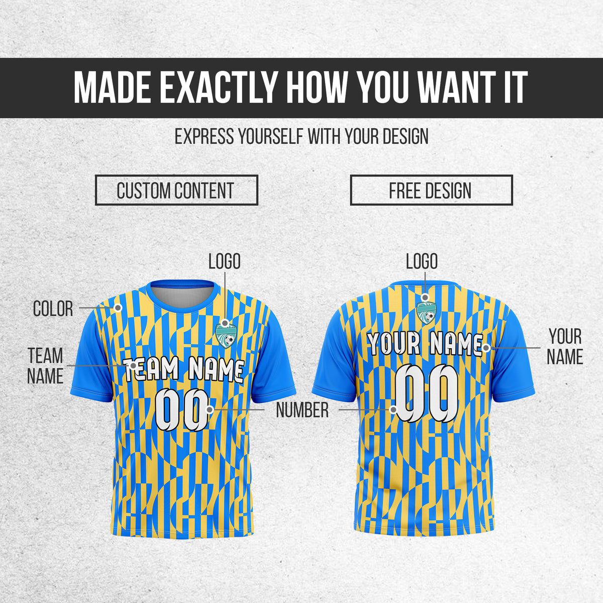 Custom Pulse Grid R-Full Pattern Soccer Blue Sport Tops Jersey