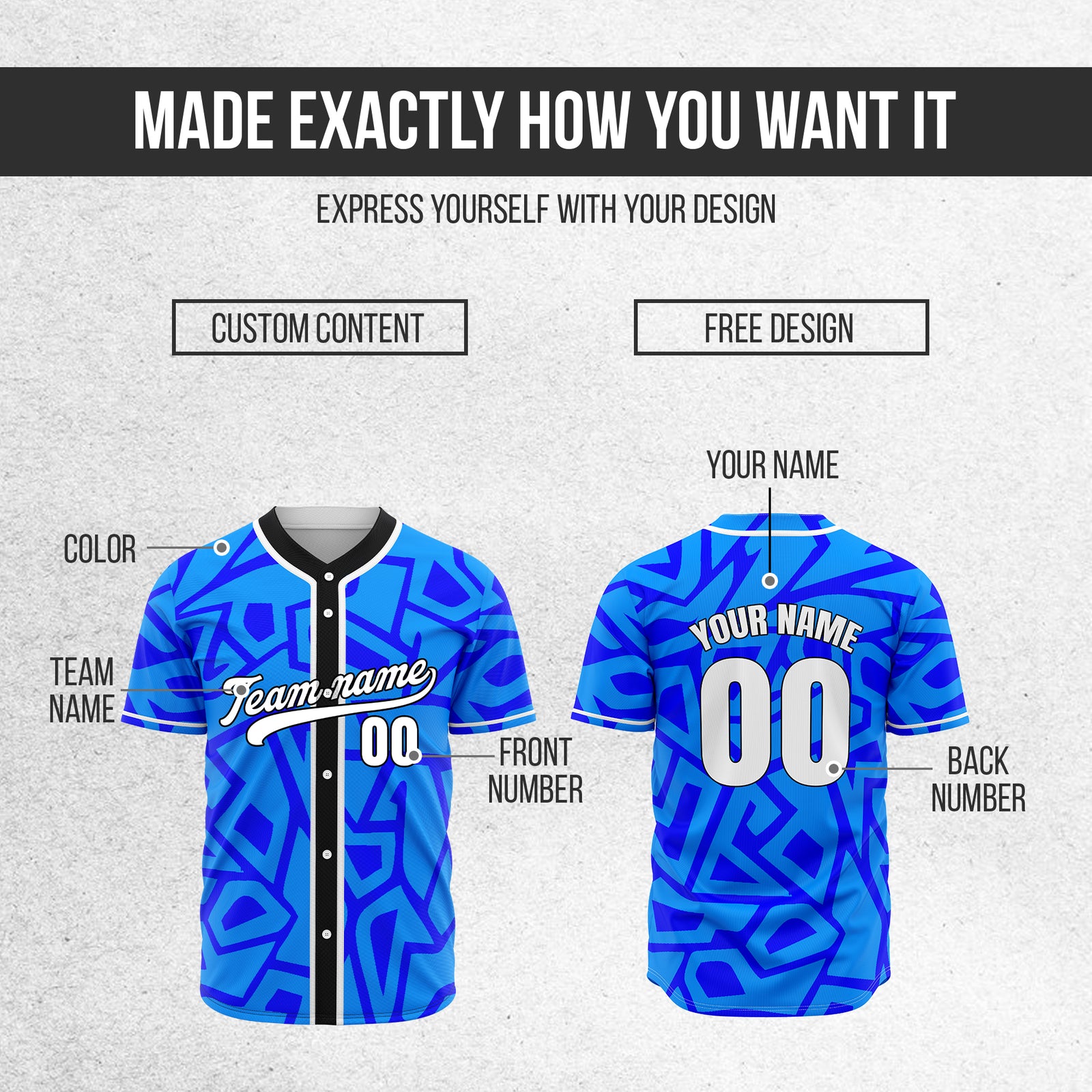 Custom Shadow Rebels Blue Baseball Sports Jersey Personalized Uniform with Name & Number