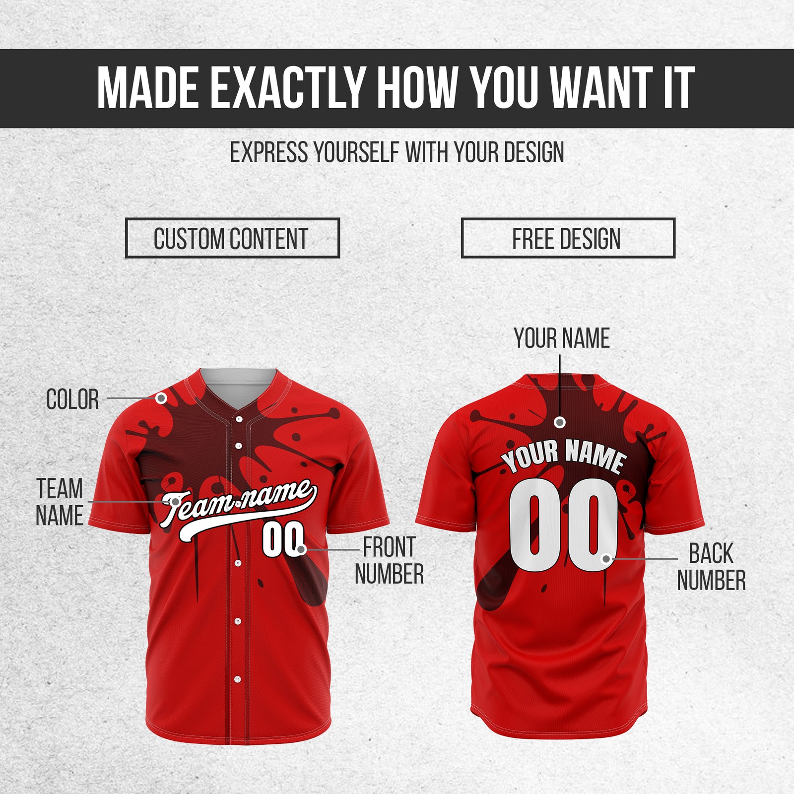 Custom Paint Burst Red Sports Jersey Personalized Uniform with Name & Number