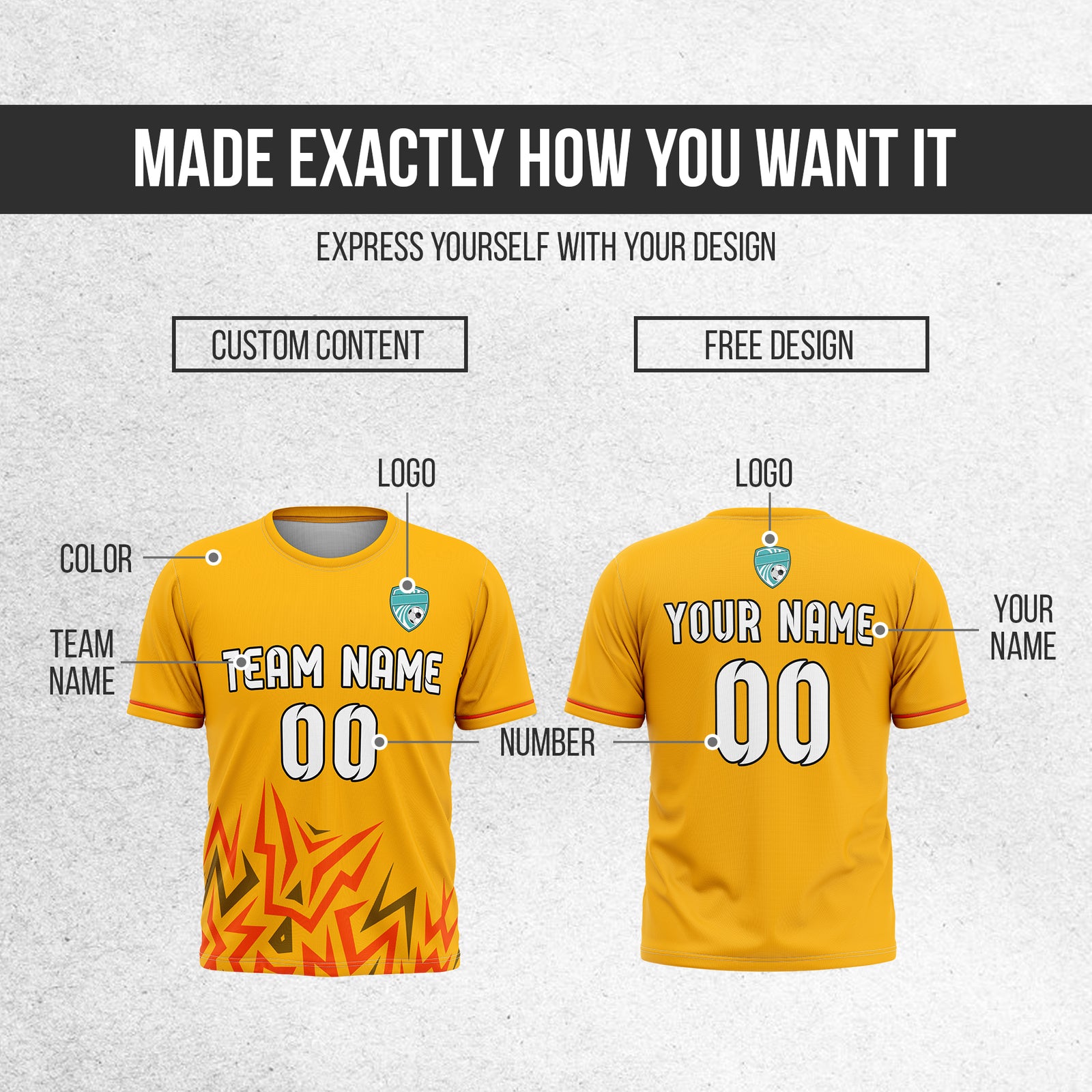 Custom Spark Strike R Side Pattern Soccer Orange Sport Tops Jersey