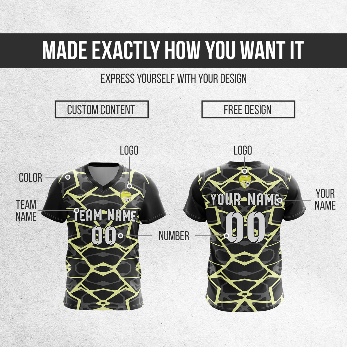 Custom Wild Pulse V-Full Pattern Black Soccer sport Tops Jersey