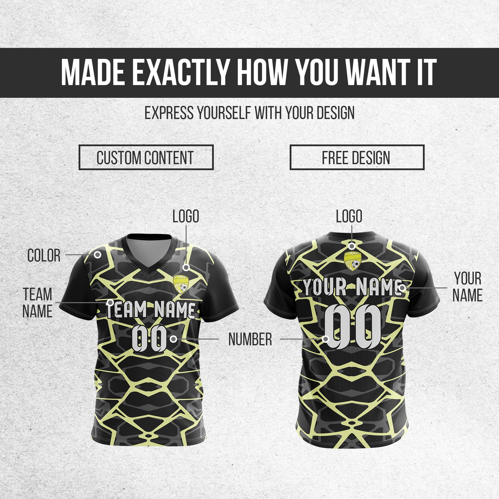 Custom Wild Pulse V-Full Pattern Black Soccer sport Tops Jersey