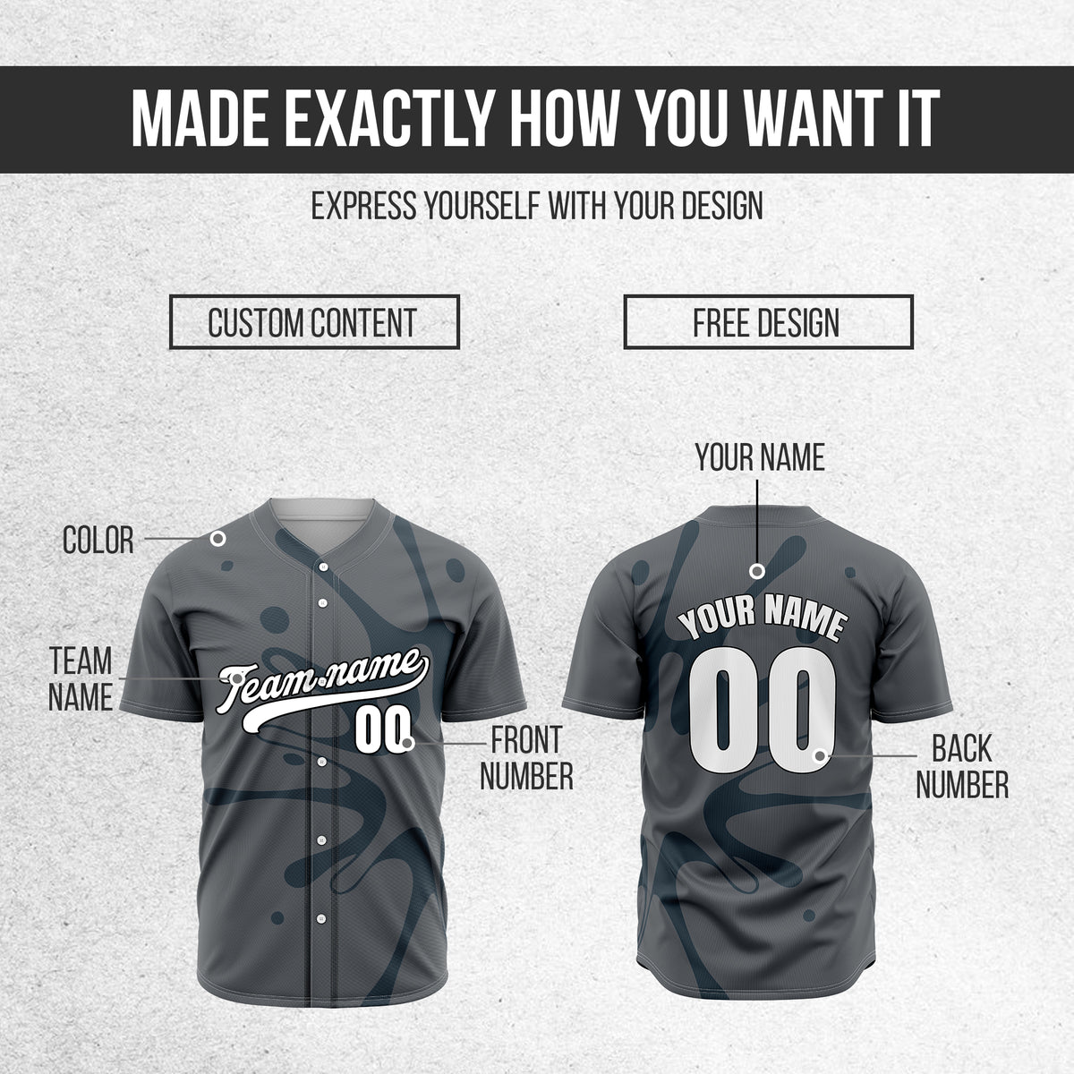 Custom Ink Surge  Dark Grey Sports Jersey Personalized Uniform with Name & Number
