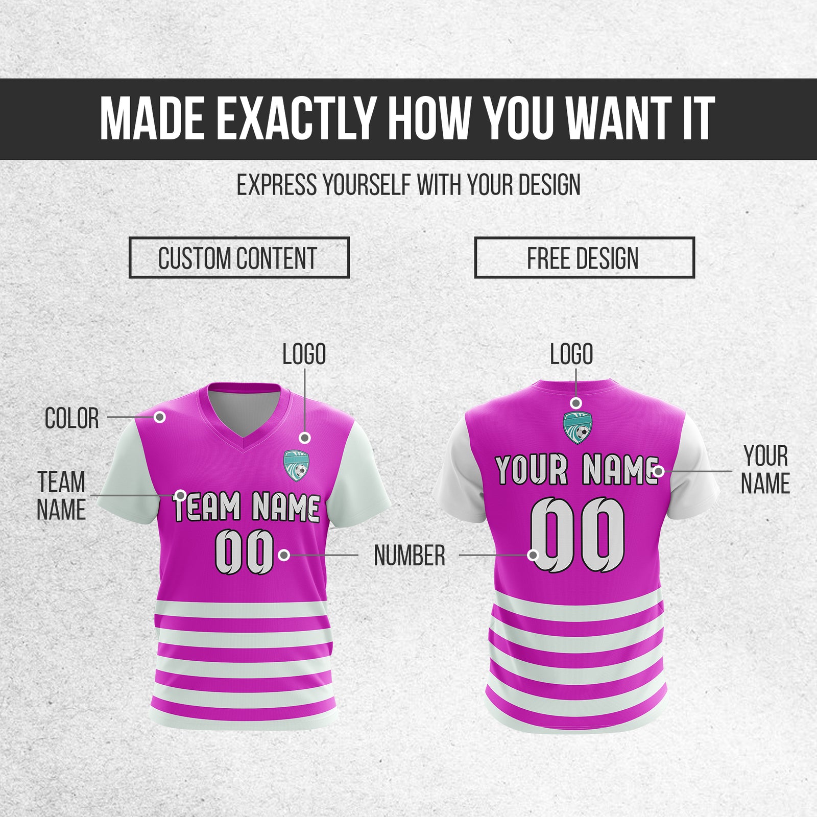 Custom BaseLine V Stripe Pattern Purple Soccer sport Tops Jersey