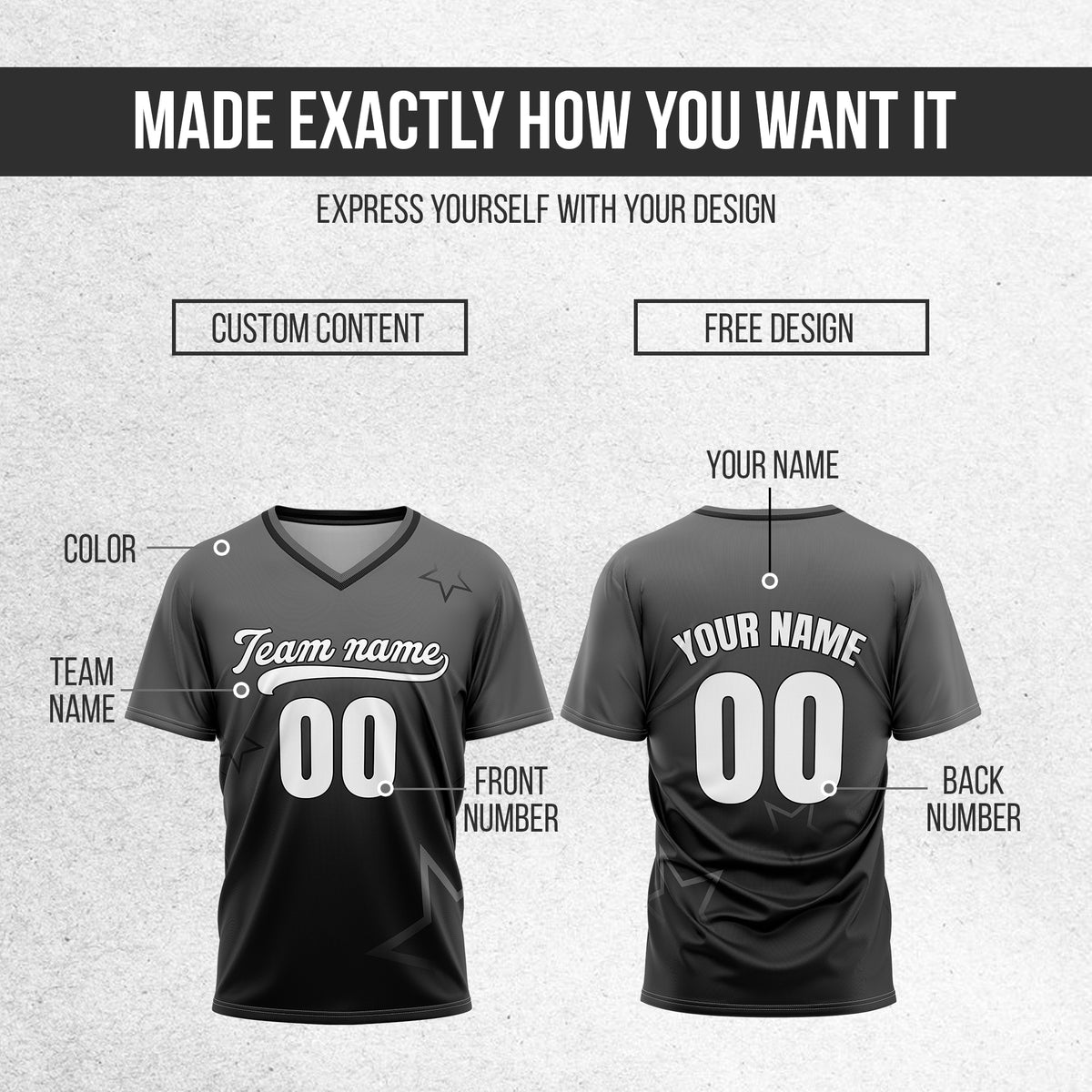 Custom Star Gradient Baseball Dark Grey Sports Jersey Personalized Uniform with Name & Number