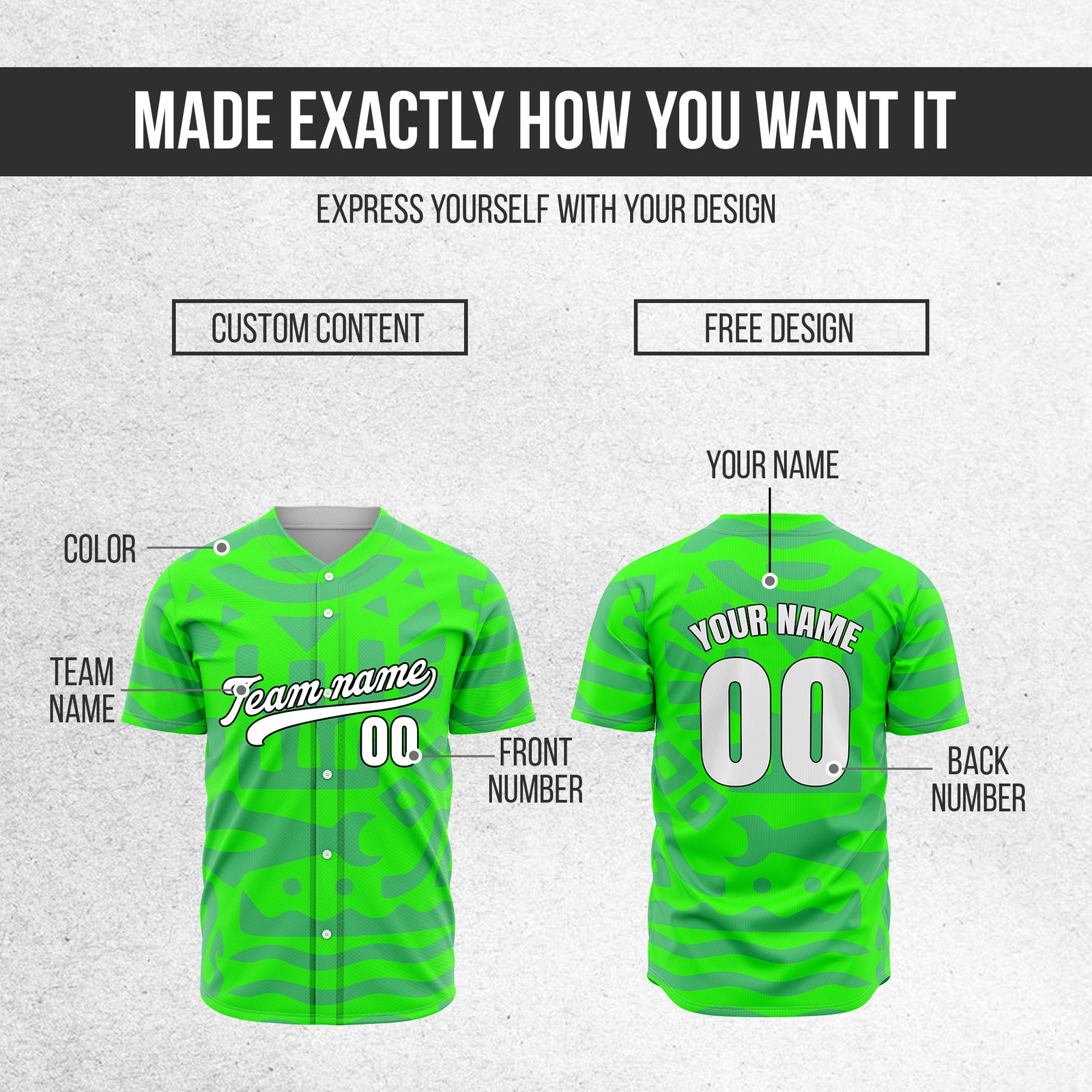 Custom Hawaii Hustle Neon Green Baseball Sports Jersey Personalized Uniform with Name & Number
