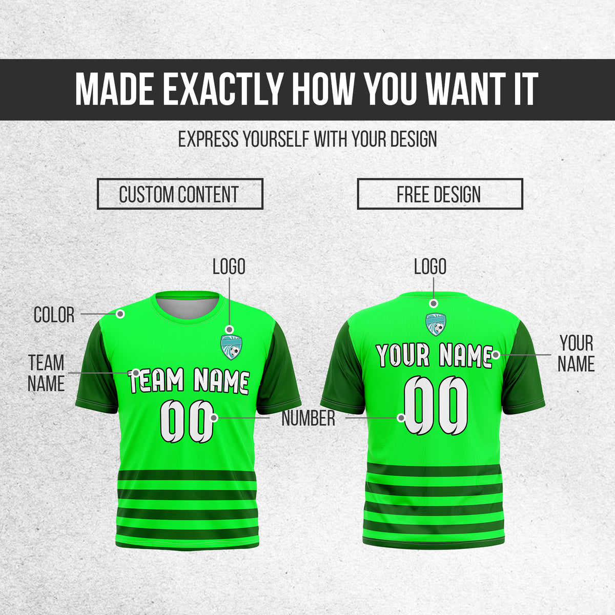 Custom BaseLine Stripe Neon Green Soccer sport Tops Jersey