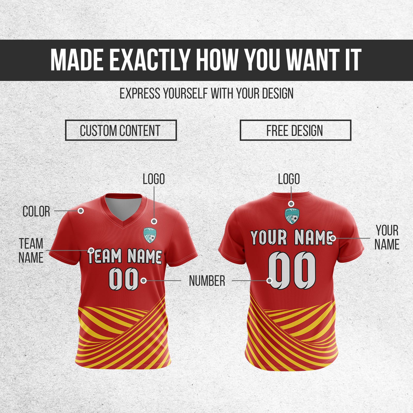 Custom WaveLine Stripe V-Neck Red Soccer sport Tops Jersey
