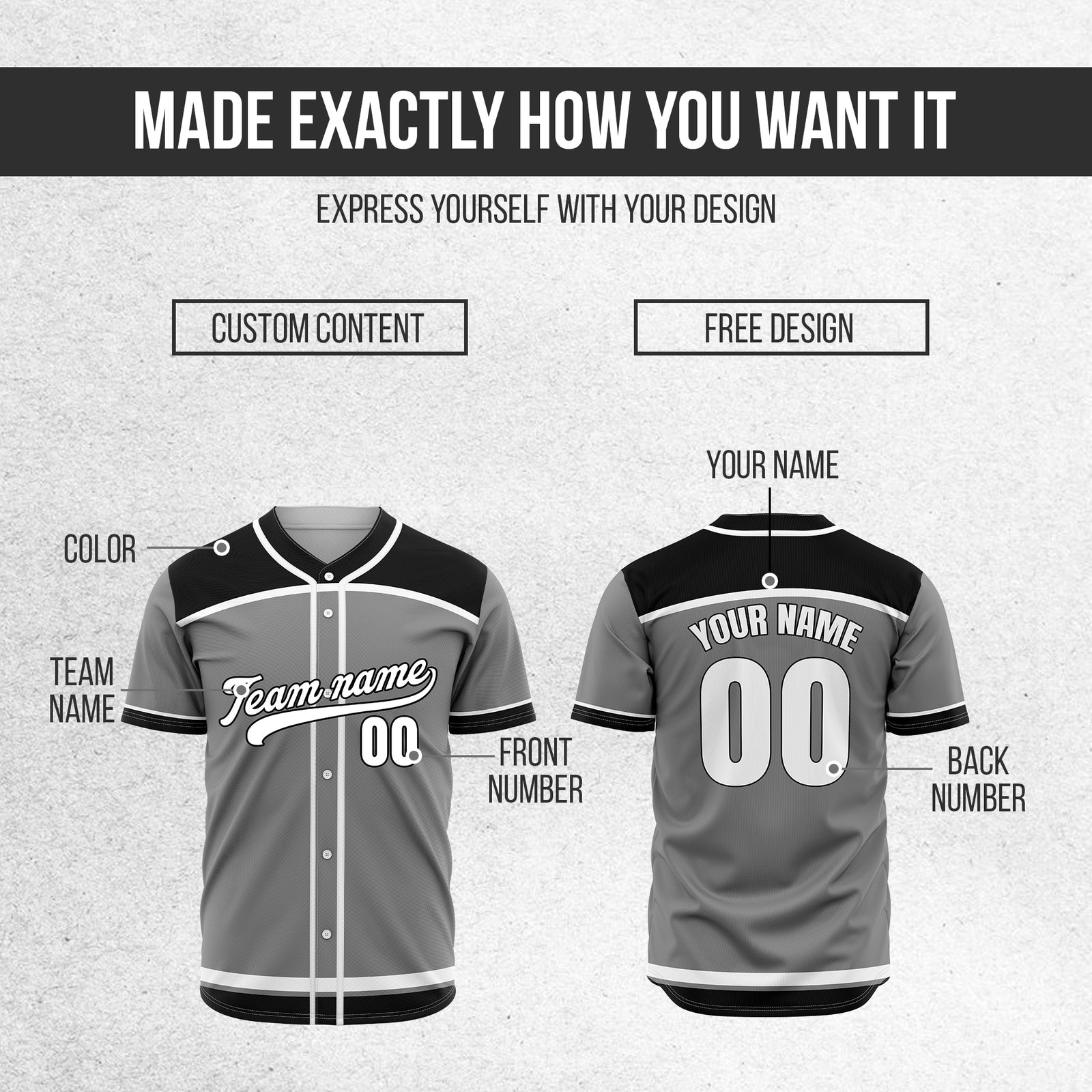 Custom Marquee Classic Baseball Grey Sports Jersey Personalized Uniform with Name & Number