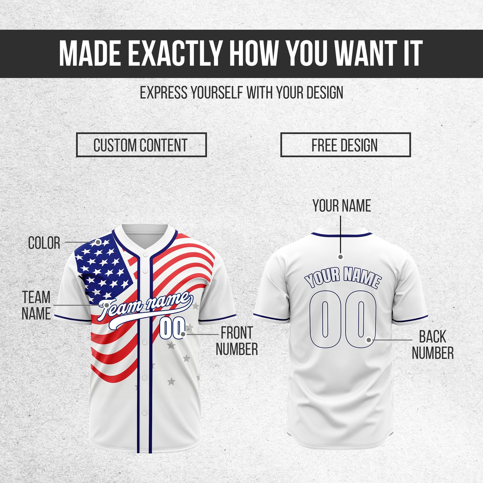 Custom USA Pride Baseball Sports Jersey Personalized Uniform with Name & Number