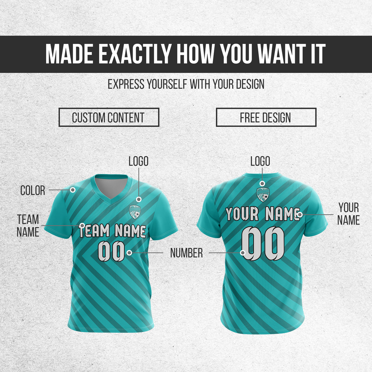 Custom Swift Stripe V-Neck Teal Soccer sport Tops Jersey