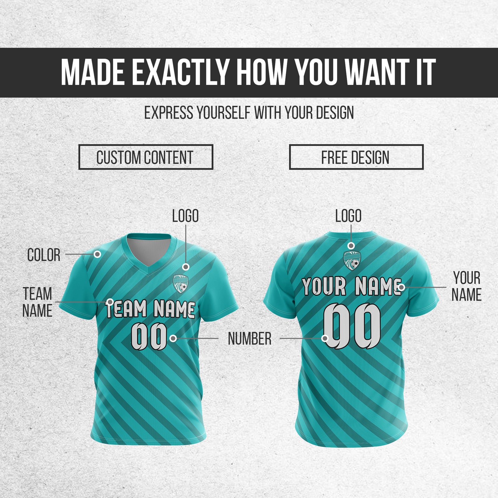 Custom Swift Stripe V-Neck Teal Soccer sport Tops Jersey