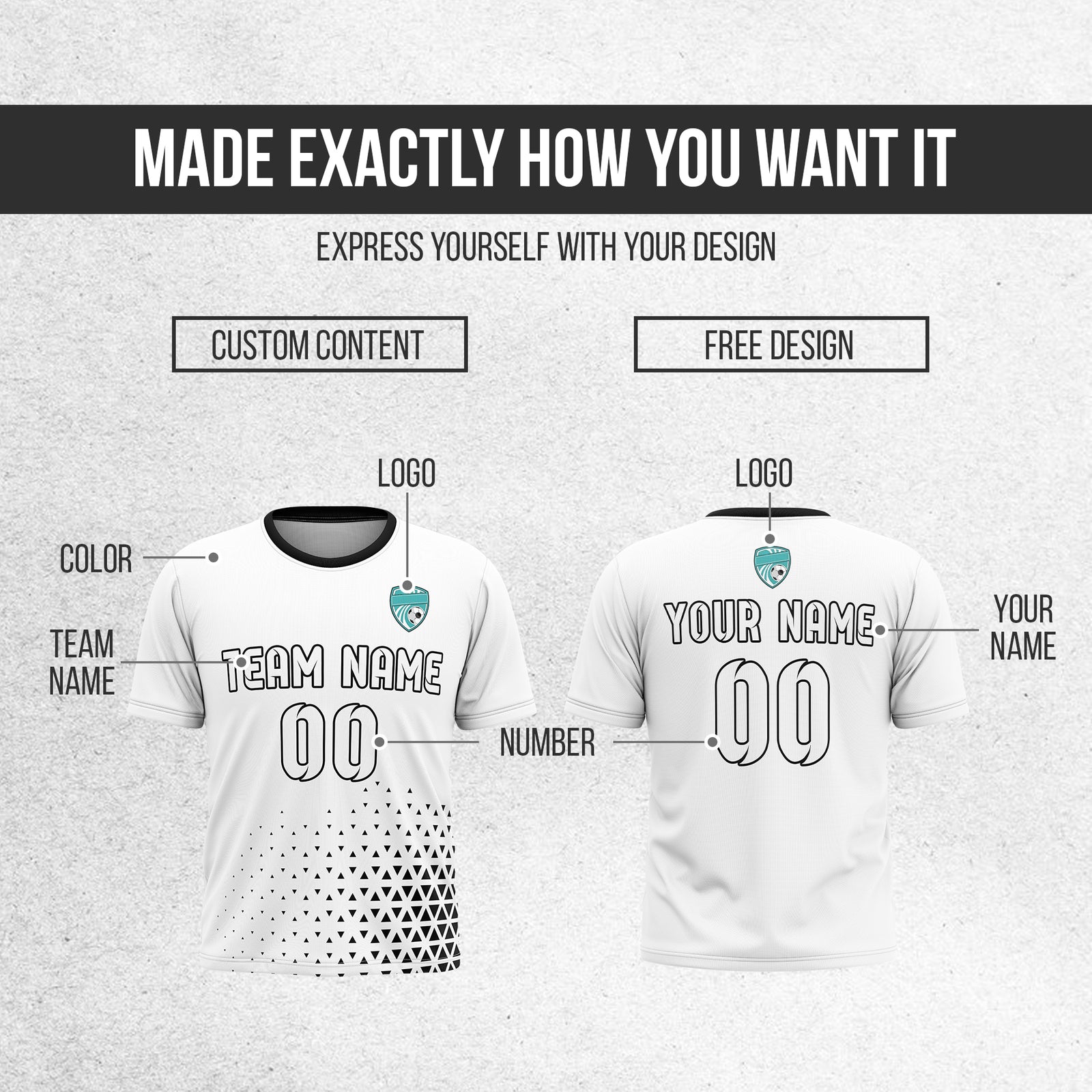 Custom Tri-Edge R Side Pattern Soccer White Sport Tops Jersey