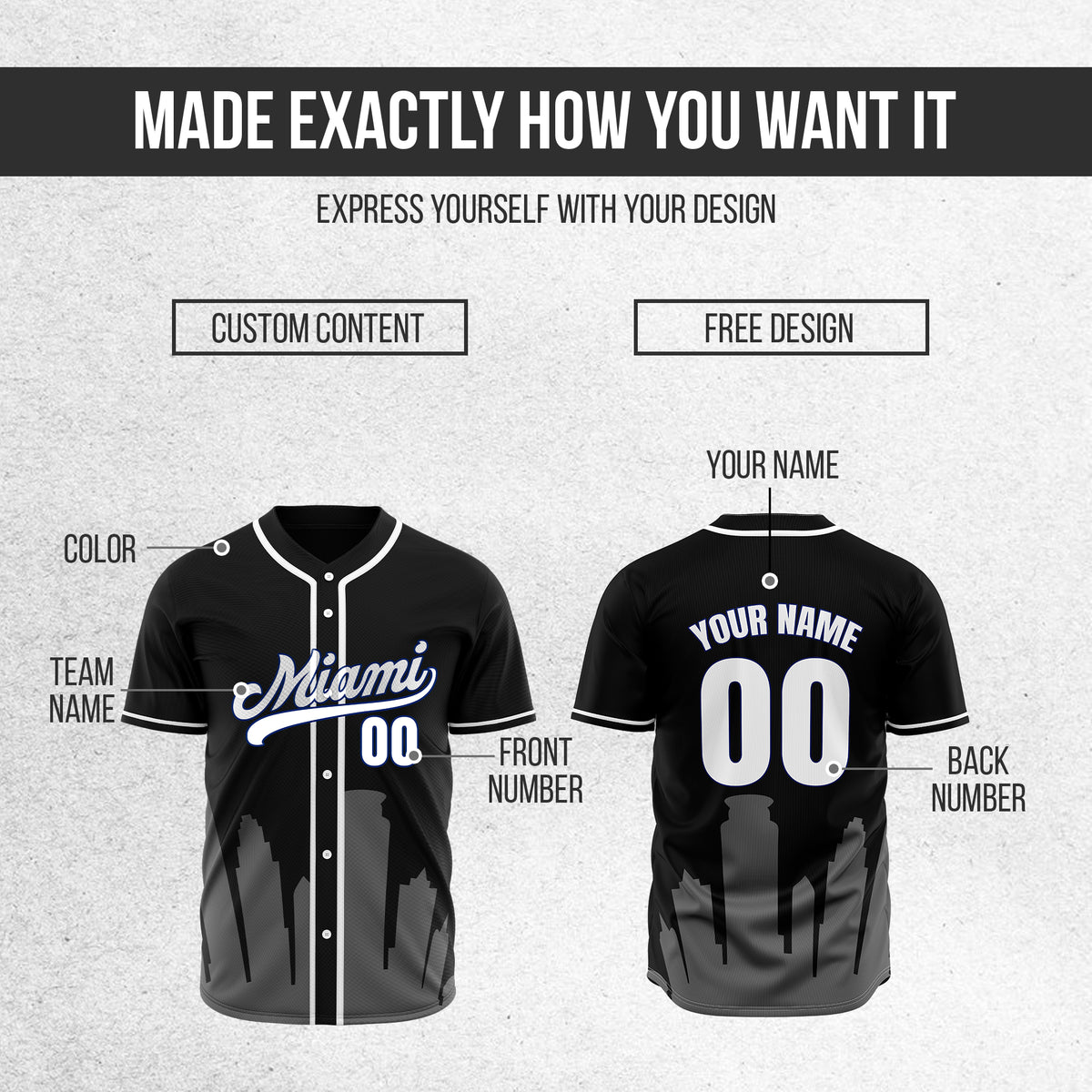 Custom City Tide Black Baseball Sports Jersey Personalized Uniform with Name & Number