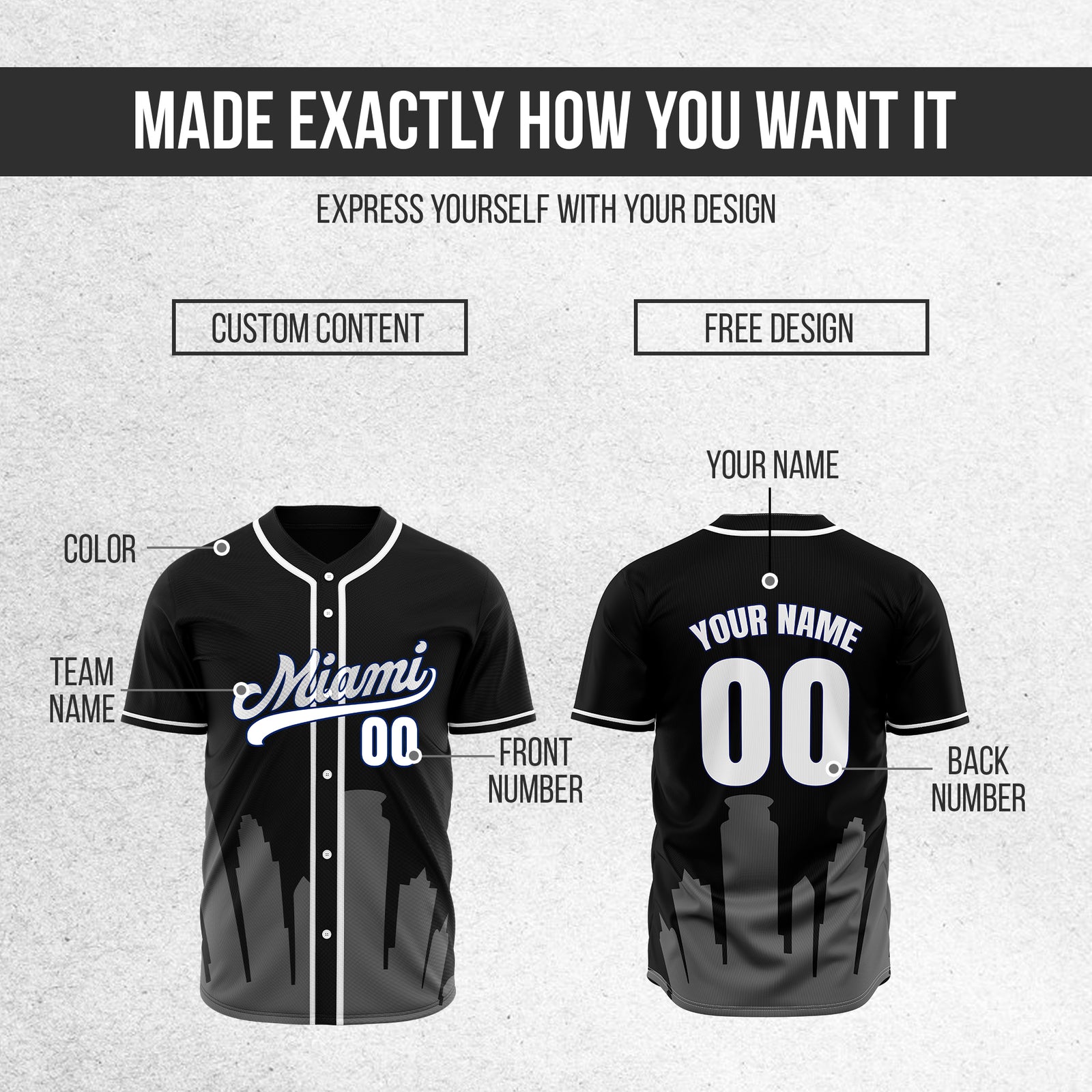 Custom City Tide Black Baseball Sports Jersey Personalized Uniform with Name & Number