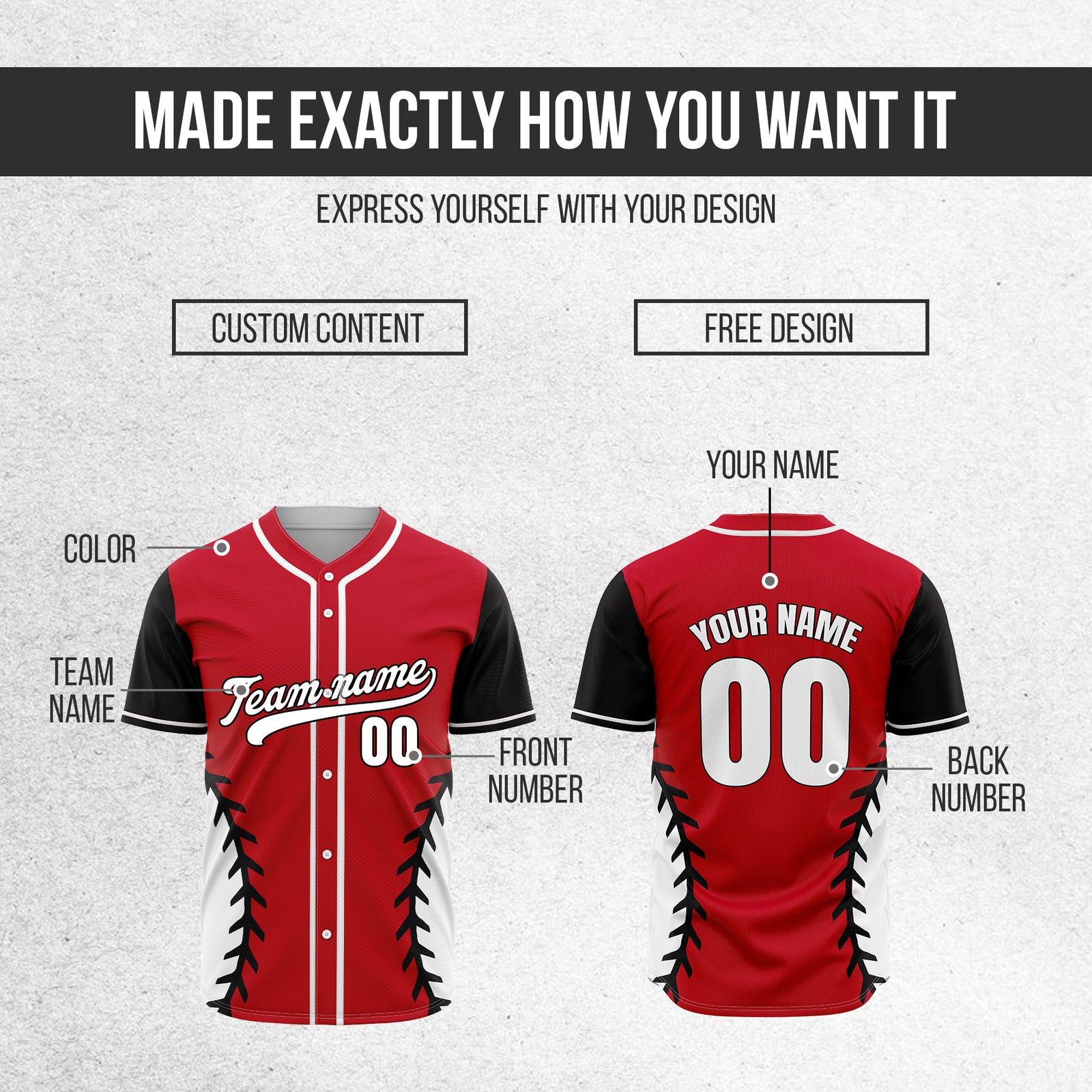 Custom Stitchline Baseball Red Sports Jersey Personalized Uniform with Name & Number