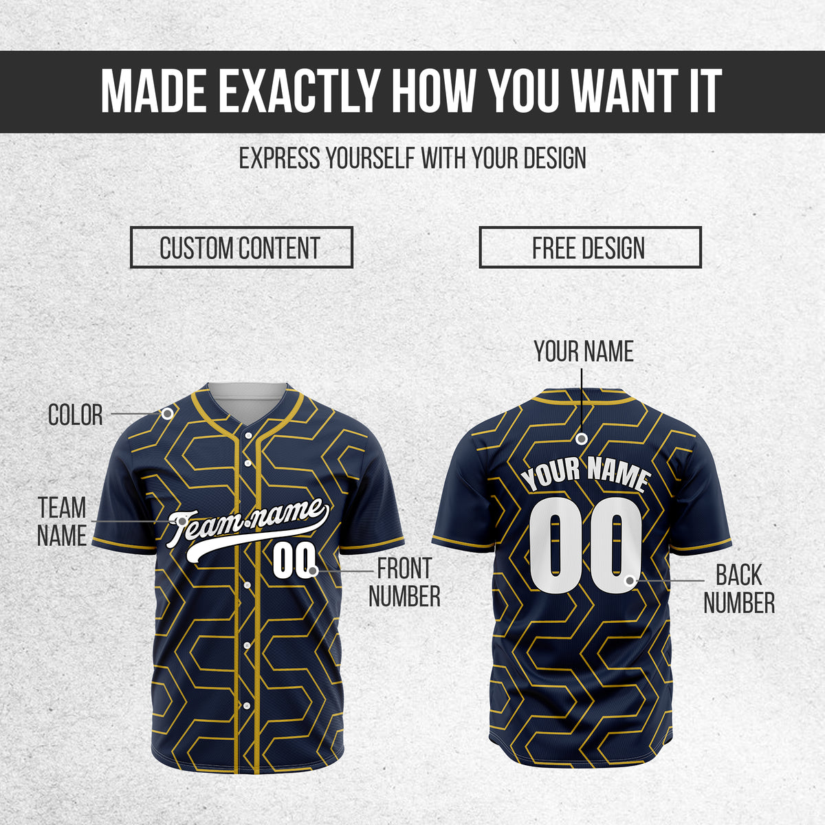 Custom Rhombus Rush Navy Sports Jersey Personalized Uniform with Name & Number