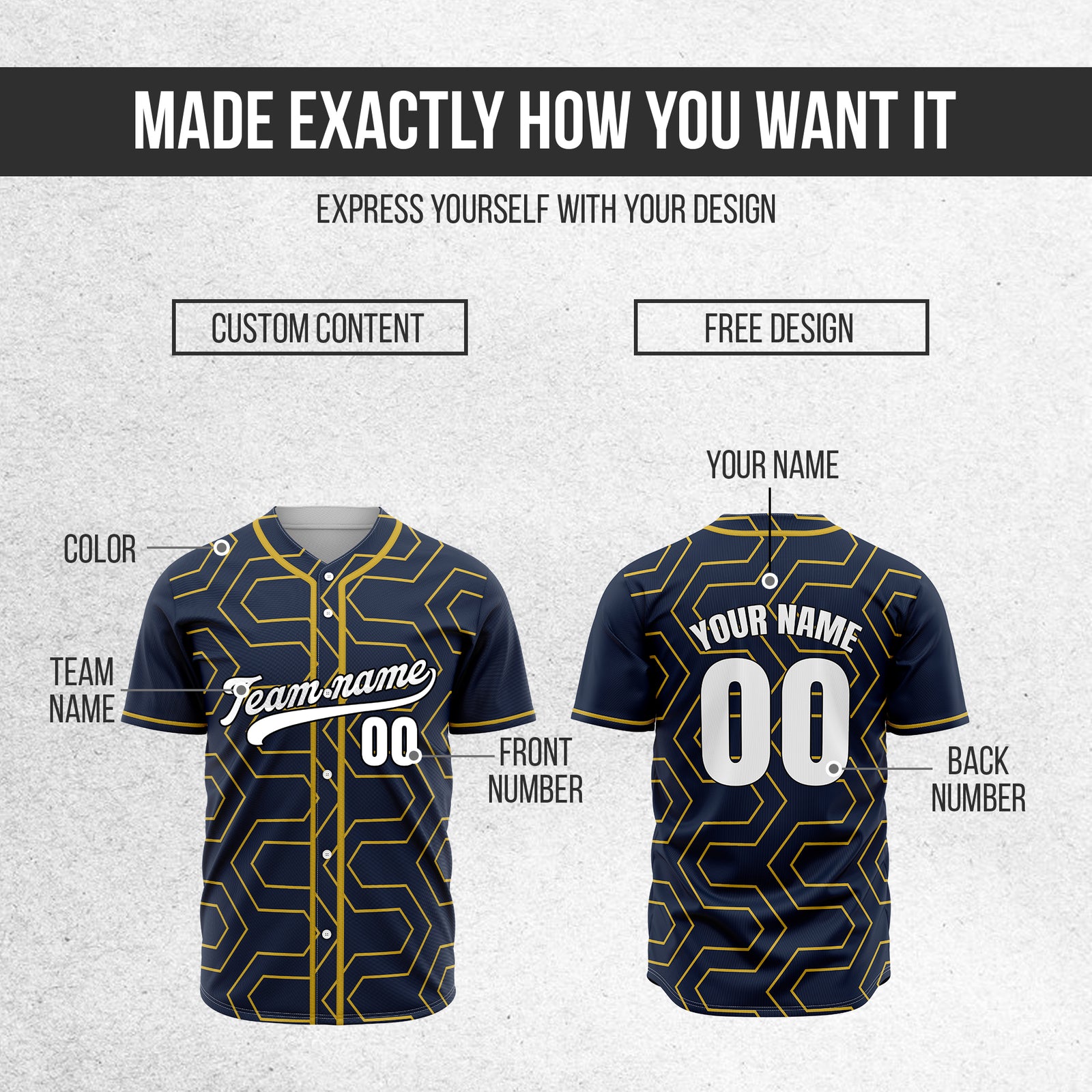 Custom Rhombus Rush Navy Sports Jersey Personalized Uniform with Name & Number