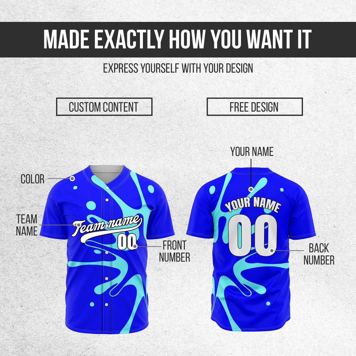 Custom Ink Surge Blue Sports Jersey Personalized Uniform with Name & Number